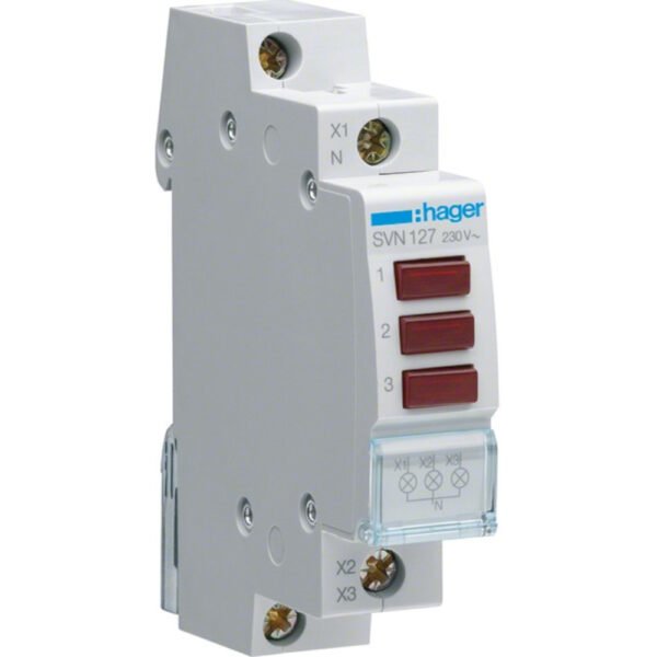 HAGER SVN127 LED-Leuchtmelder 3-fach rot 230V