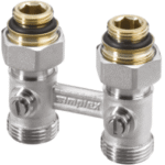 ALVA ALKHBD3/4.1/2 ALVA Hahnblock Zweirohr Durchgang 3/4" 50mm, absperrb., mit Nippel 3/4" x 1/2"  Verpackungseinheit:1ST