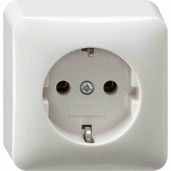 GIRA 044013 AP Steckdose, 1f, reinweiß, matt, Aufputz, horizontal/vertikal, IP20, Komplettgehäuse