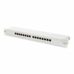 DIGITUS DN-91616S CAT 6, Klasse E Patch Panel, geschirmt 16-Port RJ45, 8P8C, LSA, 1HE, Rack Mount, Farbe Grau RAL7035