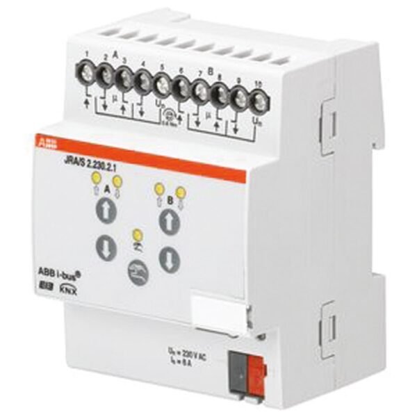 ABB 2CDG110120R0011 Jalousieaktor, Bussystem KNX, REG, 2f, 2Eing, Vor Ort-/Handbedienung, Funktion Schalten