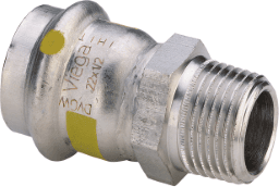 VIEGA 486 297 Viega Sanpress Inox G-Übergangsstück mit SC-Contur Stahl nichtrostend, Modell 0211 d: 18 R: ¾ 0211 Verpackungseinheit:1ST
