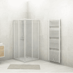 DUKA MEK2800190SILA9 Largo Eckeinstieg Schiebetür 2-teilig komplett, 800x800x1900,silber matt,Acryl  Verpackungseinheit:1ST