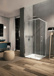 96cac63c-1f10-402f-b0ee-d40409eb009b PROVEX 2004AE28GLRN Arco AE-2 Eckkabine mit Schiebetüren 0090 CM Rechts Silber/chrom Klarglas AE-2 Verpackungseinheit:1ST – Bild 1