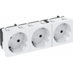 OBO BETTERMANN 6120122 Steckdose, 3f, reinweiß, matt, Geräteeinbaukanal, mit erhöhtem Berührungsschutz, horizontal/vertikal, IP20, Zentralplatte