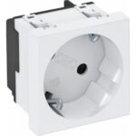 OBO BETTERMANN 6120072 Steckdose, 1f, reinweiß, matt, Geräteeinbaukanal, mit erhöhtem Berührungsschutz, horizontal/vertikal, IP20, Zentralplatte