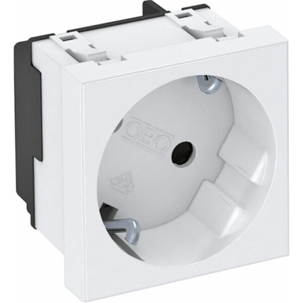 OBO BETTERMANN 6120072 Steckdose, 1f, reinweiß, matt, Geräteeinbaukanal, mit erhöhtem Berührungsschutz, horizontal/vertikal, IP20, Zentralplatte