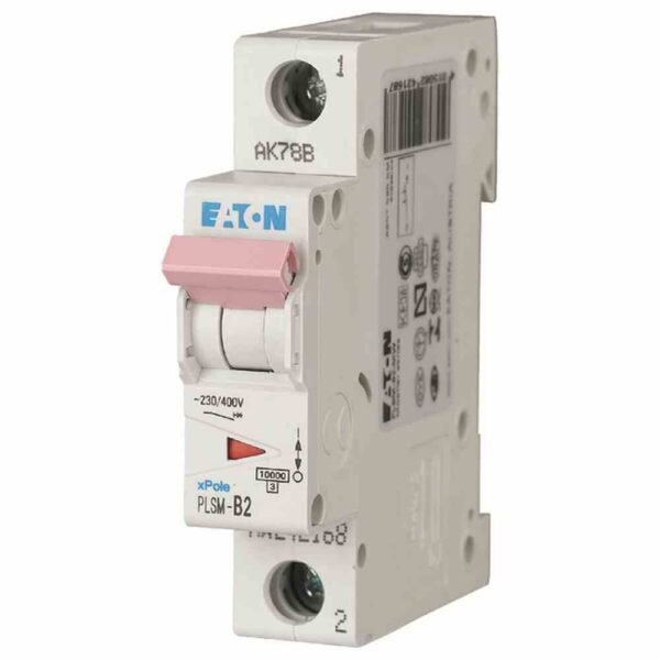 EATON 242168 Leitungsschutzschalter, B, 2A, 1p, 230V, 10kA, 1TE, AC, 50Hz, Zusatzeinrichtungen möglich, IP20