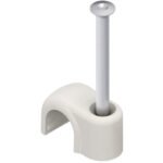 HKL 5/20W Rundschelle, mit Nagel, Nagel-Ø 1,2 mm, NL 20 mm, für Kabel-Ø 5 mm, Kunststoff PE, RAL1015, hellelfenbein, VPE: 100 STCK