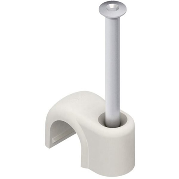 HKL 5/20W Rundschelle, mit Nagel, Nagel-Ø 1,2 mm, NL 20 mm, für Kabel-Ø 5 mm, Kunststoff PE, RAL1015, hellelfenbein, VPE: 100 STCK