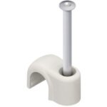 HKL 8/25W Rundschelle, mit Nagel, Kabel-Ø 8 mm, Nagel-Ø 2 mm, Nagellänge 25 mm, Kunststoff PE, RAL1015, hellelfenbein, VPE: 100 STCK