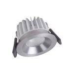 LEDVANCE 4058075127067 LED-Einbaustrahler, 8W, 1LED, 4000K, 670lm, dimmbar, IP44, silber, matt, Konverter enthalten, 36°, Direktanschluss