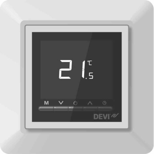 DEVI 140F1055 Fußbodenheizungsregler, reinweiß, 1S, Unterputz, IP21, 230V, Ein-/Ausschalter, 5-45°C, 15A, 0,2K