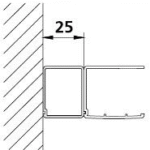 ALVA AQDUJUSV25 ALVA Juna Stockverbreiterung Silber HGL, H=200mm, B=25mm  Verpackungseinheit:1ST