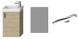 bafd4fa0-cc9b-4b4d-b29b-fc182cb286ec ALVA AQBMORGBLES ALVA Ora 1.0 Gästebadlösung Komplettset HWB, Spiegel, Licht, US m. 1 Tür, Esche Verpackungseinheit:1ST – Bild 1