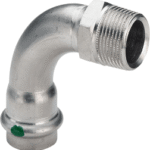 VIEGA 436 940 Viega Sanpress Inox-Übergangsbogen 90° mit SC-Contur Stahl nichtrostend, Modell 2314 VdS-Zulassung d: 35 R: 1¼ 2314 Verpackungseinheit:1ST