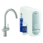 GROHE 31 455 DC1 GROHE Starter Kit GROHE Blue Home 31455_1, C-Auslauf, Einlochmontage, mit Bluetooth 4.0* und WIFI Datenkommunikation, supersteel 31455_1 Verpackungseinheit:1ST