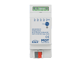 c5c61780-ba72-4f20-b9cf-4bcd95a6ad98 MDT AIO-0410V.01 KNX Analogmodul 0-10 V 4fach REG Verpackungseinheit:1ST – Bild 1