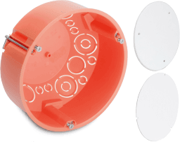 c786af5e-8af5-412c-85e8-27bfc0bfea95 DIETZEL 105255 Hohlwand-Abzweigdose rund, Ø 120 mm inkl.Randdeckel,3 Schraublöcher,orange HWAD 120 RD Verpackungseinheit:5ST – Bild 1