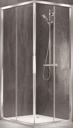 d40df281-0c81-4a8c-beff-fc066b235fc7 ALVA AQDUDUEH90LM ALVA Dura Eckeinstiegshälfte links 87,2-90,2/195cm, Silber Matt, Glas ESG Verpackungseinheit:1ST – Bild 1