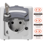 KOPP 103456009 Schutzkontakt-Steckdose mit mit Klappdeckel und Sicherheitsschloss ( BLUE ELECTRIC - SCHUTZKONTAKT-STECKDOSE Verpackungseinheit:1ST