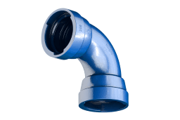 e19b59fd-897f-48c2-b0a7-dab07c2135e2 TIROLER ROHRE 106080216 TRM-VRS-MMQ-Stk.blau 90 Grad DN 125 m.Langmuffen Verpackungseinheit:1ST – Bild 1