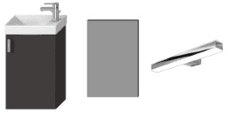 ef3db1c6-244c-44ed-8576-a081adcafcef ALVA AQBMORGBLG ALVA Ora 1.0 Gästebadlösung Komplettset HWB, Spiegel, Licht, US 1 Tür, Grau Verpackungseinheit:1ST – Bild 1