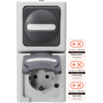 KOPP 130856009 Aus-/Wechselschalter-Steckdosenkombi ckdosenkombination, Farbe: grau BLUE ELECTRIC - AUS-/WECHSELSCHALTER-STE Verpackungseinheit:1ST