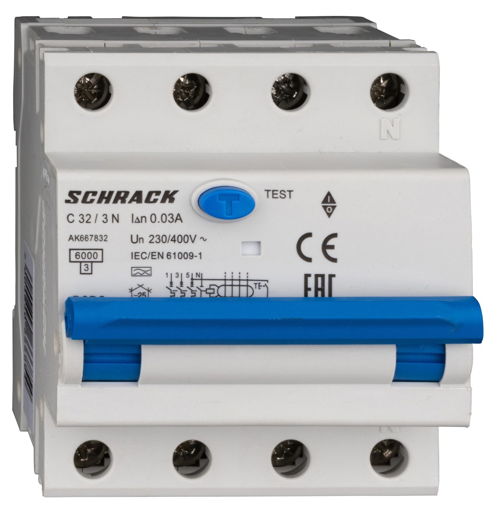 f_ak667832- AK667832-- LS-FI-Schalter 3+N, AMPARO, 6kA, C 32A, 30mA, Typ A<br><u>Verkaufseinheit: 1Stk</u> – Bild 1