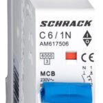 AM617506-- Leitungsschutzschalter AMPARO 6kA, C 6A, 1+N, 1TE<br><u>Verkaufseinheit: 1Stk</u>