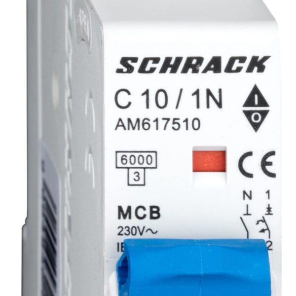 AM617510-- Leitungsschutzschalter AMPARO 6kA, C 10A, 1+N, 1TE<br><u>Verkaufseinheit: 1Stk</u>