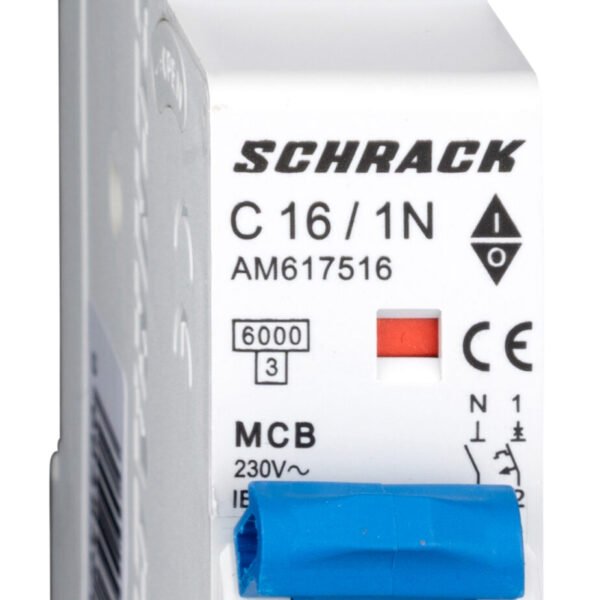 AM617516-- Leitungsschutzschalter AMPARO 6kA, C 16A, 1+N, 1TE<br><u>Verkaufseinheit: 1Stk</u>