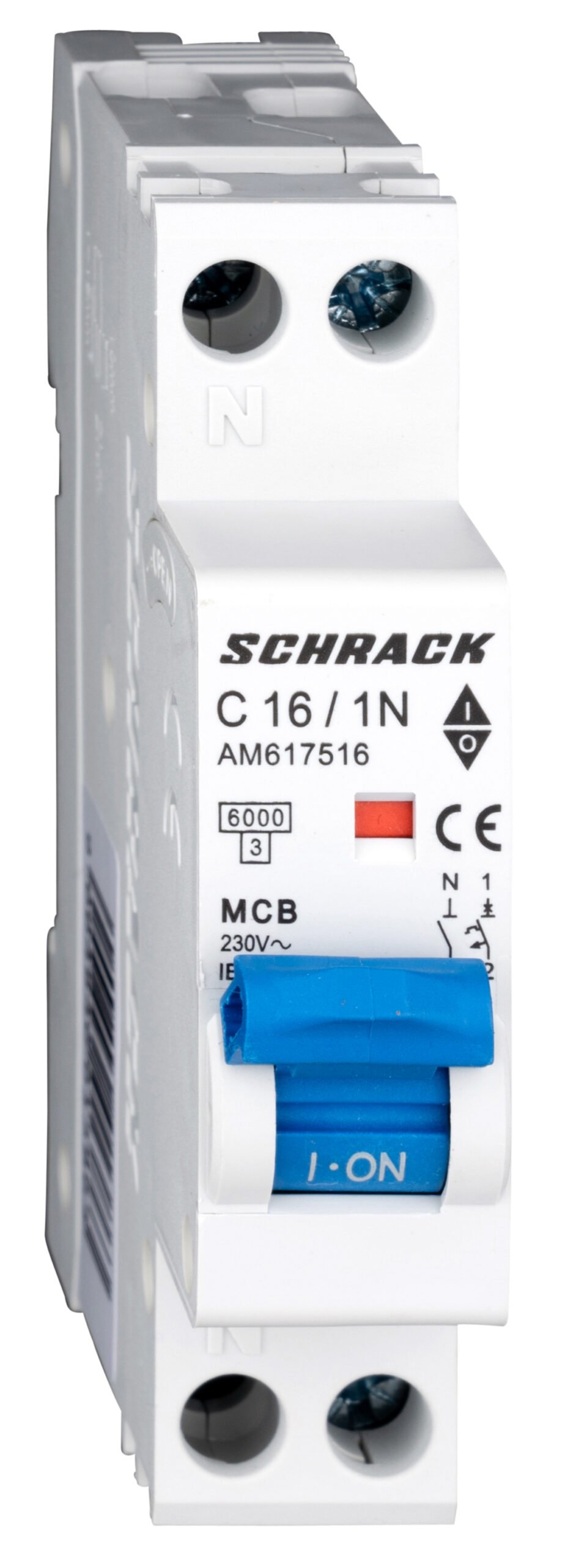 f_am617516- AM617516-- Leitungsschutzschalter AMPARO 6kA, C 16A, 1+N, 1TE<br><u>Verkaufseinheit: 1Stk</u> – Bild 1