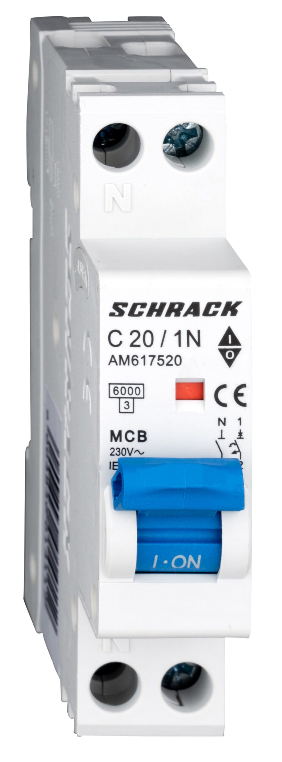 f_am617520- AM617520-- Leitungsschutzschalter AMPARO 6kA, C 20A, 1+N, 1TE<br><u>Verkaufseinheit: 1Stk</u> – Bild 1