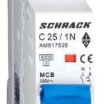 AM617525-- Leitungsschutzschalter AMPARO 6kA, C 25A, 1+N, 1TE<br><u>Verkaufseinheit: 1Stk</u>