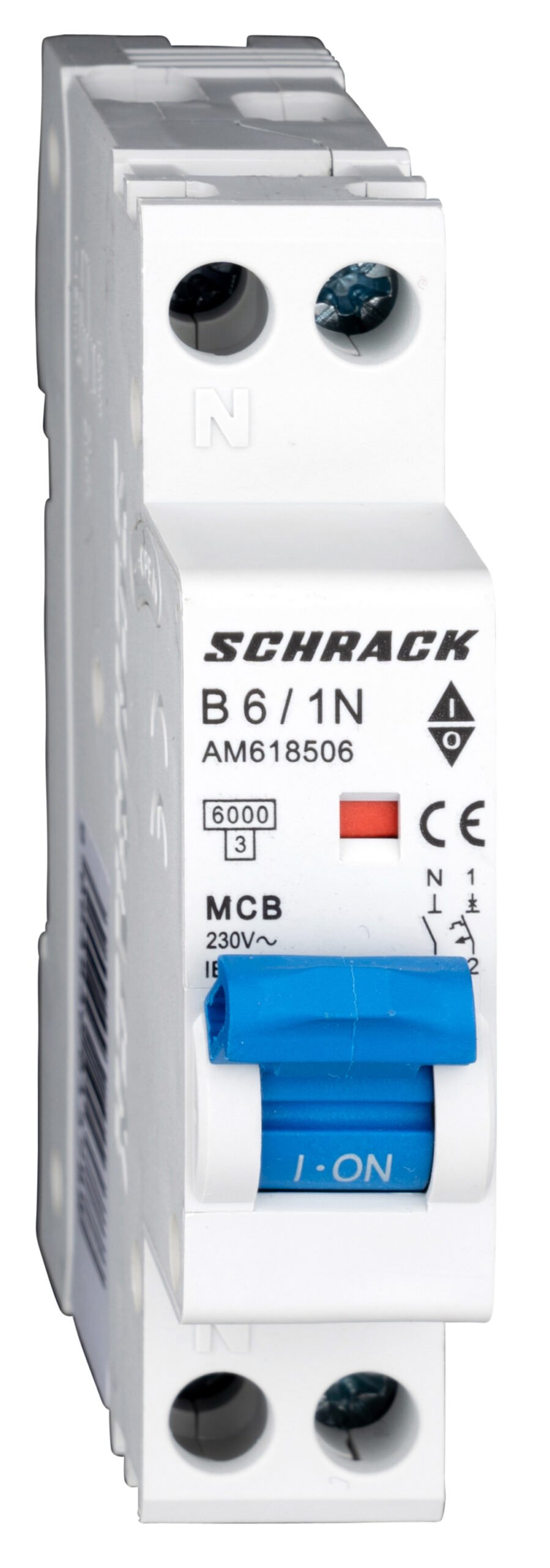 f_am618506- AM618506-- Leitungsschutzschalter AMPARO 6kA, B 6A, 1+N, 1TE<br><u>Verkaufseinheit: 1Stk</u> – Bild 1