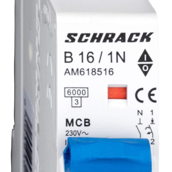 AM618516-- Leitungsschutzschalter AMPARO 6kA, B 16A, 1+N, 1TE<br><u>Verkaufseinheit: 1Stk</u>