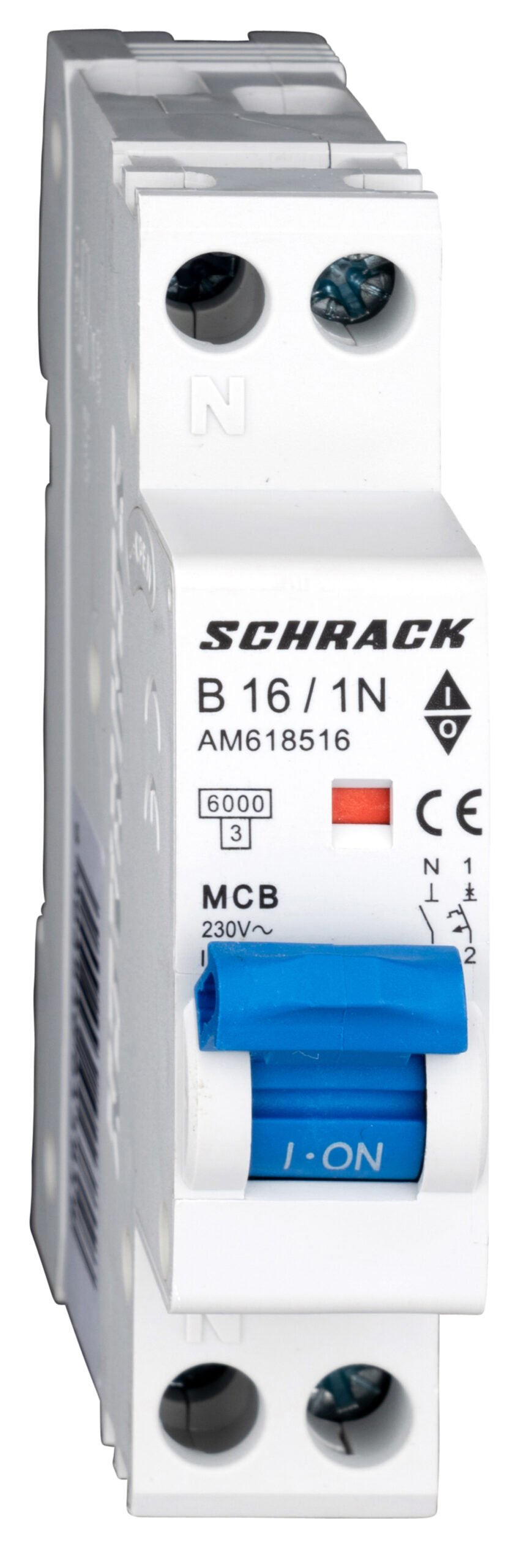 f_am618516- AM618516-- Leitungsschutzschalter AMPARO 6kA, B 16A, 1+N, 1TE<br><u>Verkaufseinheit: 1Stk</u> – Bild 1