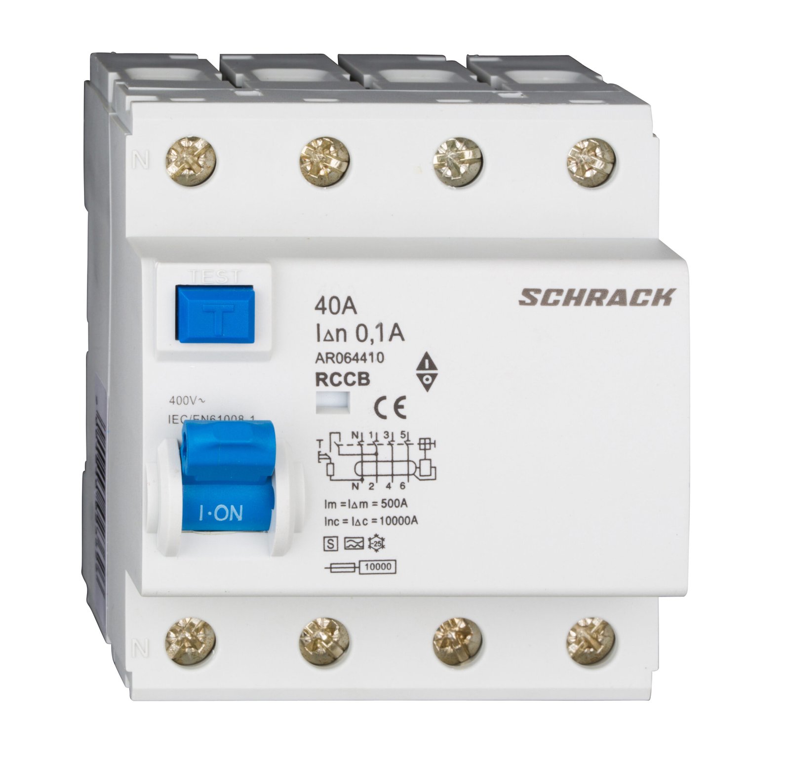 f_ar064410- AR064410-- FI-Schutzschalter AMPARO 10kA,40A,4-polig, 100mA, S/A, vsf.<br><u>Verkaufseinheit: 1Stk</u> – Bild 1