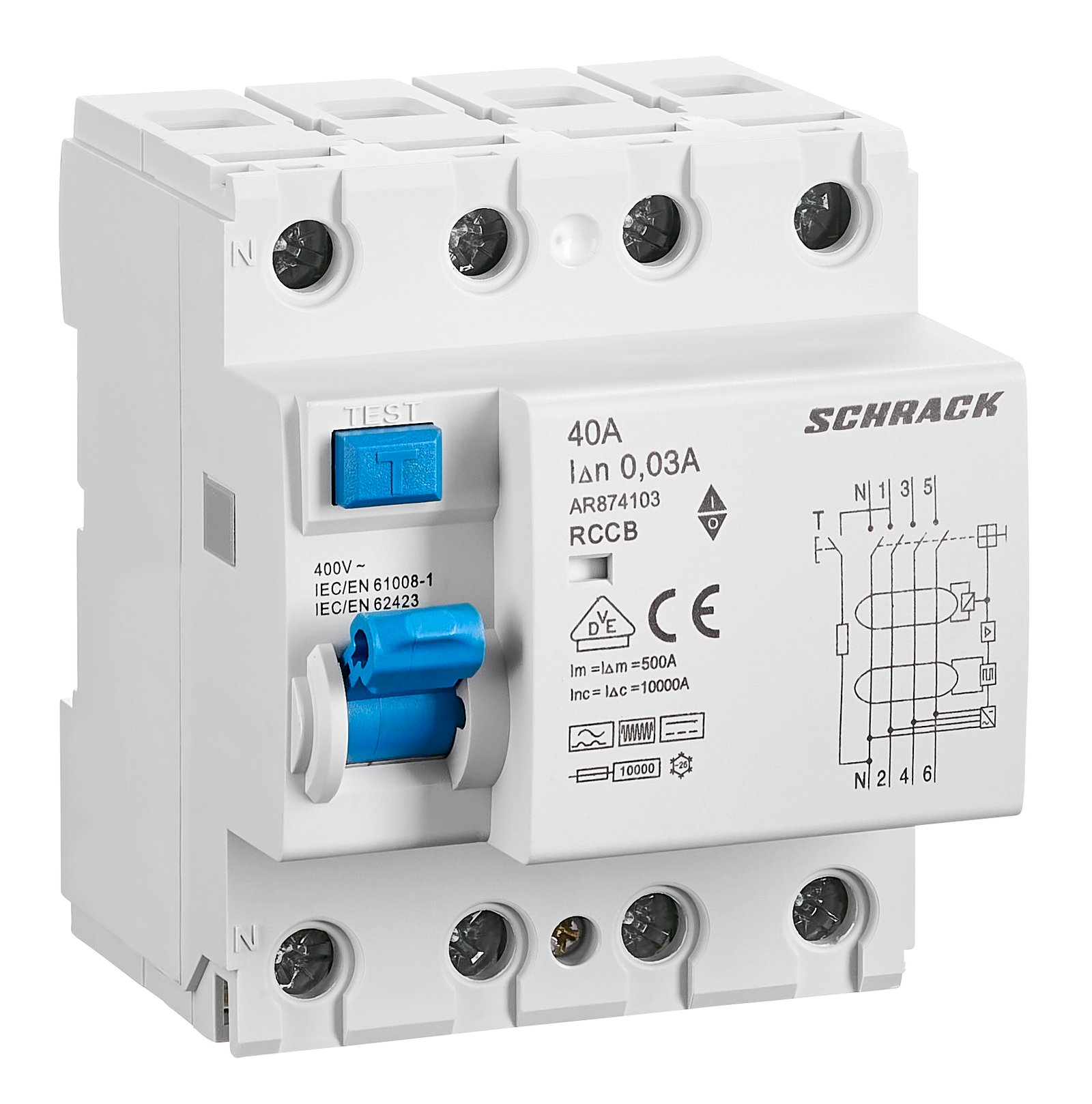 f_ar874103- AR874103-- FI-Schutzschalter AMPARO, 10kA, 40A, 4-polig, 30mA Typ B<br><u>Verkaufseinheit: 1Stk</u> – Bild 1