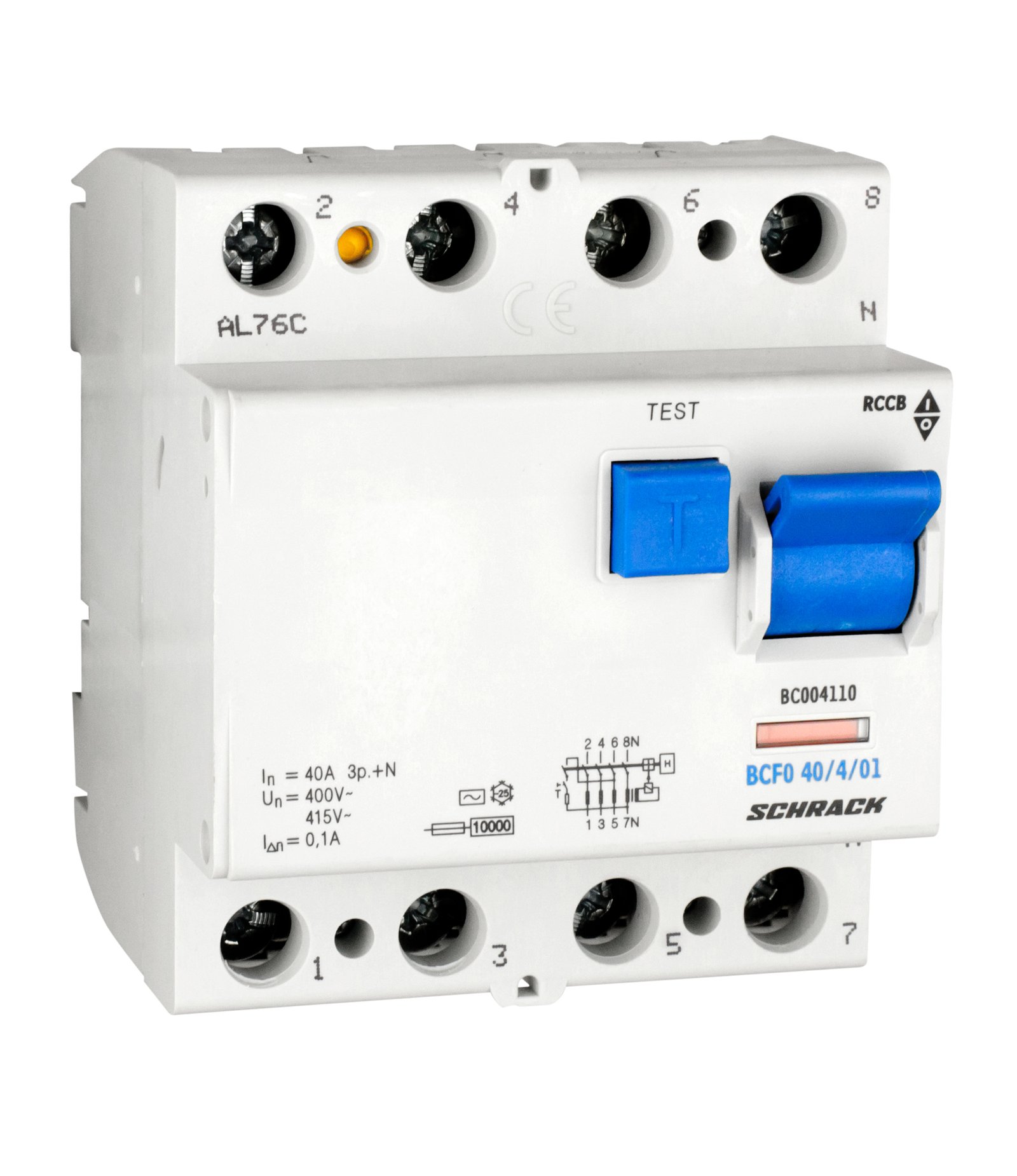 Hauptansicht neu BC004110-- FI-Schalter 40A, 4-polig, 100mA, Typ AC<br><u>Verkaufseinheit: 1Stk</u> – Bild 1