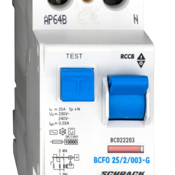 BC022203-- FI-Schalter, 25A, 2-polig, 30mA,Bauart G, Typ AC<br><u>Verkaufseinheit: 1Stk</u>