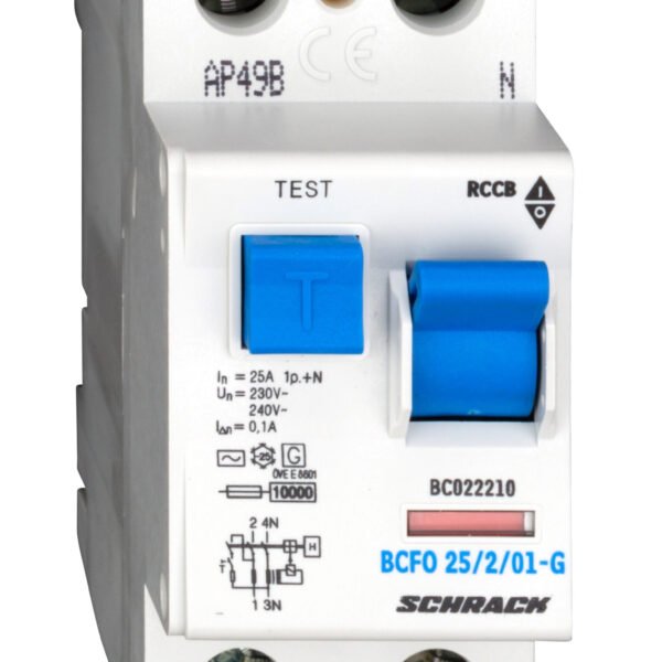 BC022210-- FI-Schalter, 25A, 2-polig, 100mA,Bauart G, Typ AC<br><u>Verkaufseinheit: 1Stk</u>
