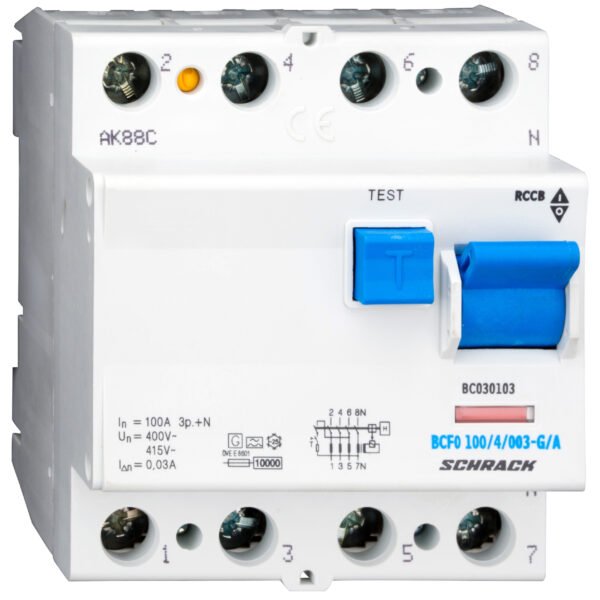 BC030103-- FI-Schalter, 100A, 4-polig, 30mA, Bauart G, Typ A (Puls)<br><u>Verkaufseinheit: 1Stk</u>