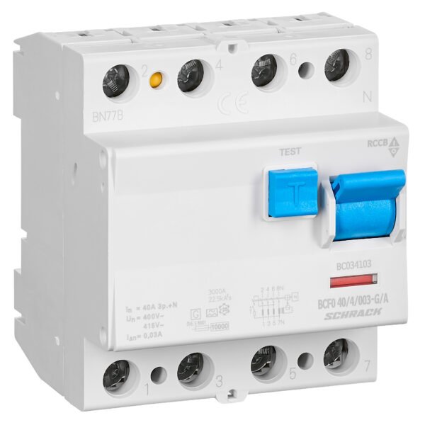 BC034103-- FI-Schalter, 40A, 4-polig, 30mA, Bauart G, Typ A (Puls)<br><u>Verkaufseinheit: 1Stk</u>
