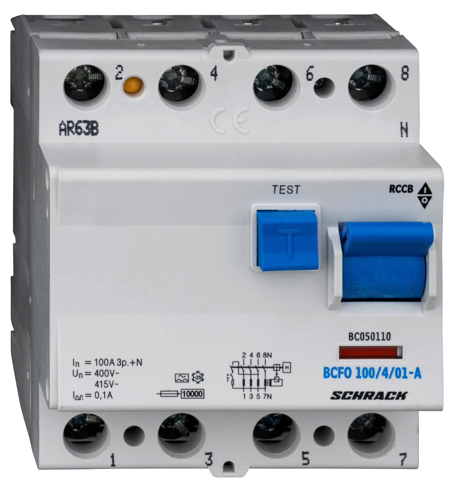 f_bc050110- BC050110-- FI-Schalter, 100A, 4-polig, 100mA, Typ A (Puls)<br><u>Verkaufseinheit: 1Stk</u> – Bild 1