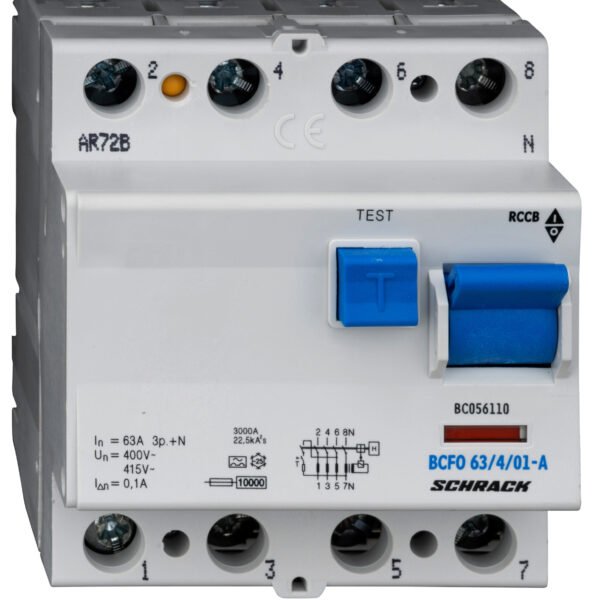 BC056110-- FI-Schalter, 63A, 4-polig, 100mA, Typ A (Puls)<br><u>Verkaufseinheit: 1Stk</u>