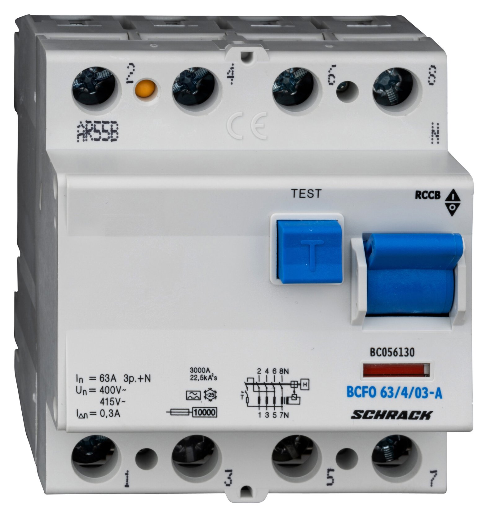 f_bc056130- BC056130-- FI-Schalter, 63A, 4-polig, 300mA, Typ A (Puls)<br><u>Verkaufseinheit: 1Stk</u> – Bild 1