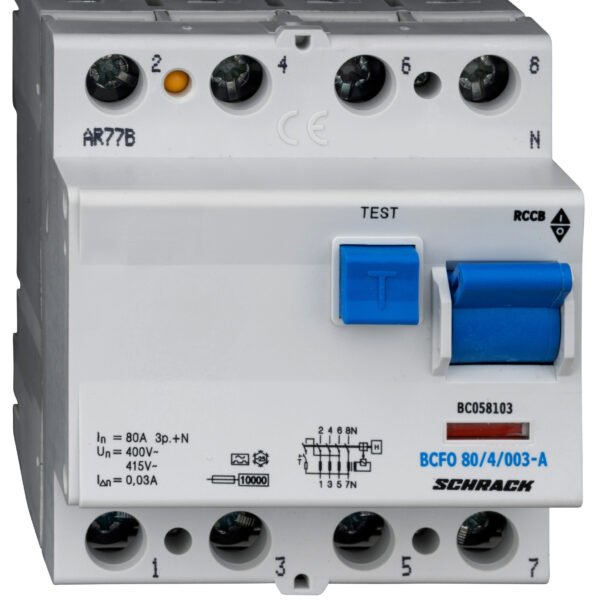 BC058103-- FI-Schalter, 80A, 4-polig, 30mA, Typ A (Puls)<br><u>Verkaufseinheit: 1Stk</u>