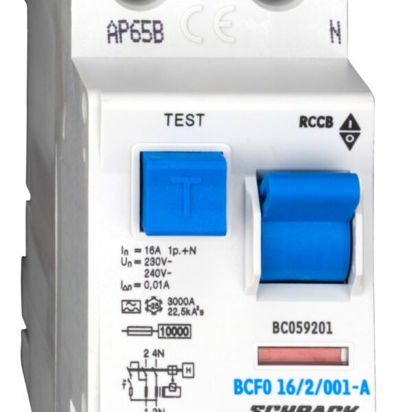 BC059201-- FI-Schalter, 16A, 2-polig, 10mA, Typ A (Puls)<br><u>Verkaufseinheit: 1Stk</u>